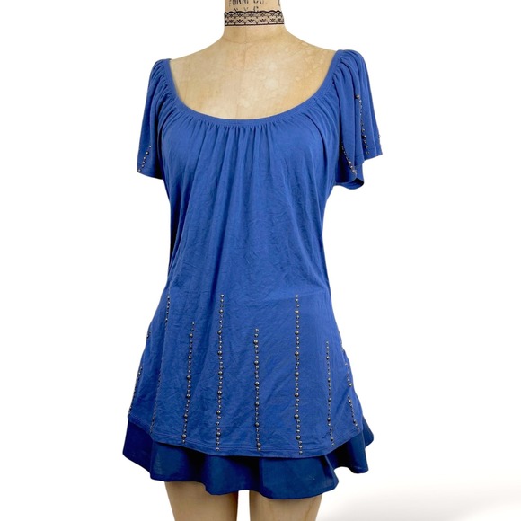 INC International Concepts Tops - 2000s Womens L Studded Tunic Top Boho Flutter Sleeve Y2K Indie Fairy Grunge